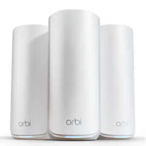 netgear orbi rbe873 mesh wifi 7 system kit (3 pack, tri band be21000, router 10g wan, 2.5g lan x4)